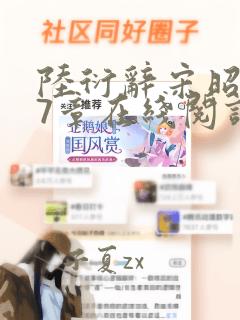 陆衍辞宋昭意17章在线阅读