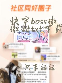 快穿boss微微甜txt下载