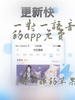 一对一语音聊天的app免费