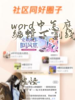 word中怎么编辑下划线