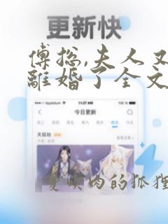 傅总,夫人又闹离婚了全文