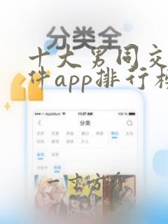 十大男同交友软件app排行榜