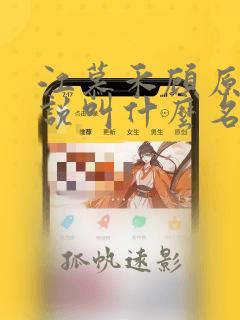 江慕禾顾原风小说叫什么名字