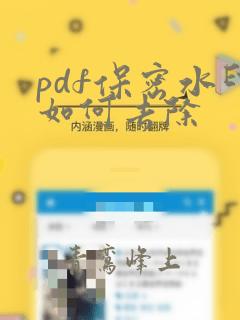 pdf保密水印如何去除