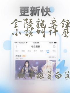 金陵诡案录原著小说叫什么