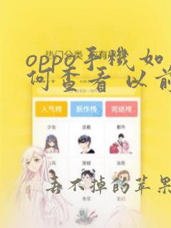 oppo手机如何查看 以前经常使用的软件