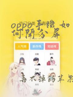 oppo手机如何开分屏