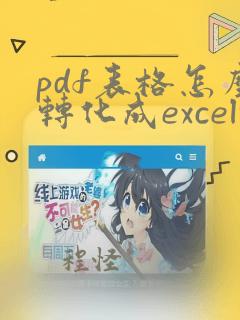 pdf表格怎么转化成excel格式