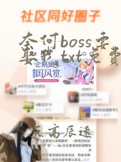 奈何boss要娶我txt免费下载