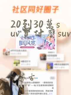 20到30万suv买什么suv好