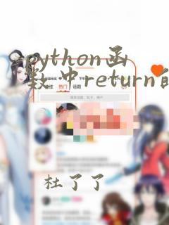 python函数中return的用法