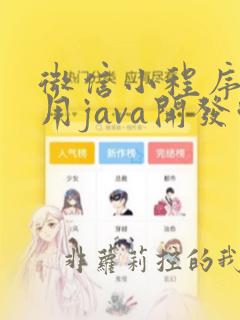 微信小程序可以用java开发吗