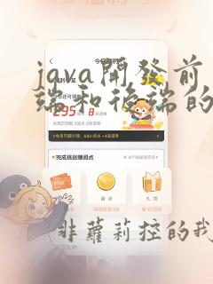 java开发前端和后端的区别