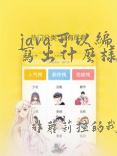 java可以编写出什么样的程序