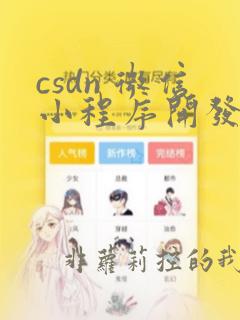 csdn 微信小程序开发