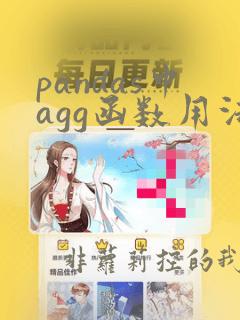 pandas中agg函数用法