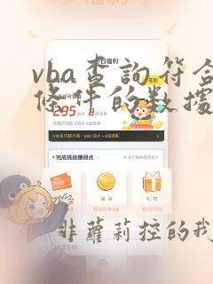 vba查询符合条件的数据