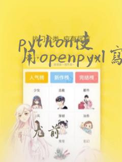 python使用openpyxl写入excel