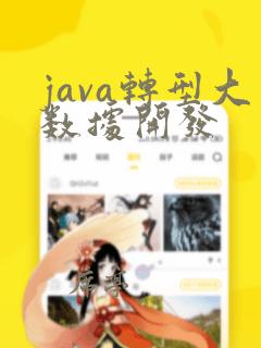 java转型大数据开发