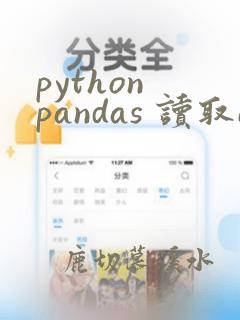 python pandas 读取excel文件
