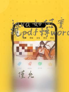 java如何实现pdf转word