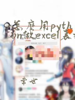 怎么用python做excel表格
