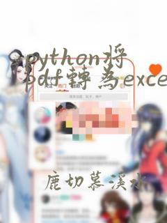 python将pdf转为excel