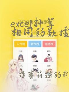 excel计算相同的数据总和
