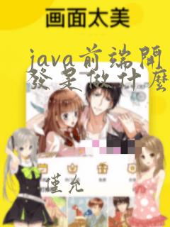 java前端开发是做什么的
