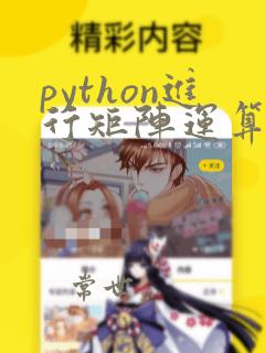 python进行矩阵运算
