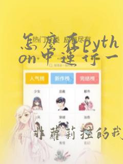 怎么在python中运行一个写好的程序