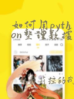 如何用python整理数据