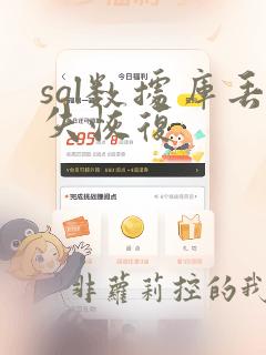 sql数据库丢失恢复