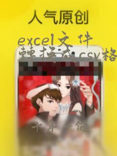 excel文件转换成csv格式软件