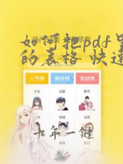 如何把pdf里的表格 快速导入excel