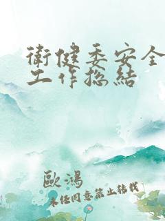 卫健委安全生产工作总结