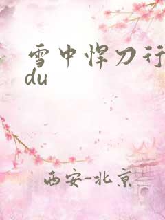 雪中悍刀行sodu