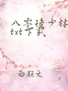 八零后少林方丈txt下载