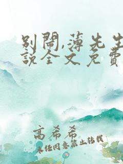 别闹,薄先生小说全文免费阅读