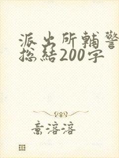 派出所辅警个人总结200字
