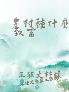 农村种什么挣钱 致富