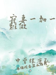 宠妻一加一老婆难做