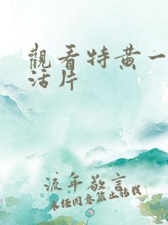 观看特黄一级生活片