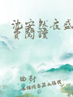 沈安然夜盛霆免费阅读