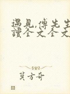 遇见,傅先生阅读全文全文