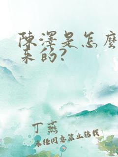 陈泽是怎么火起来的?