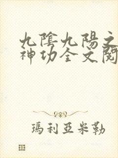九阴九阳之阴阳神功全文阅读