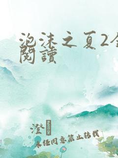 泡沫之夏2全文阅读