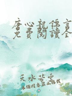 唐心龙锦言小说免费阅读全文