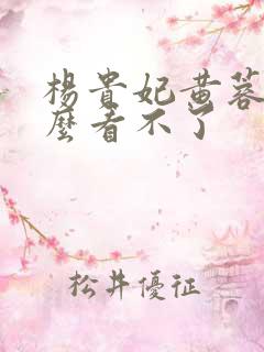 杨贵妃黄蓉版怎么看不了